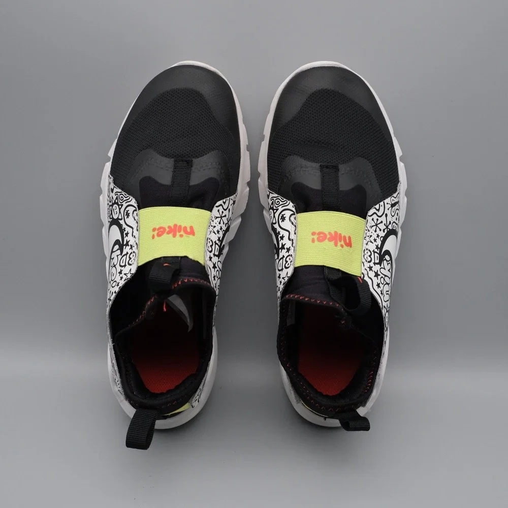 Nike Flex Plus 2 Black White Volt Doodle DV8253-001 6.5Y Women 8 Sneaker